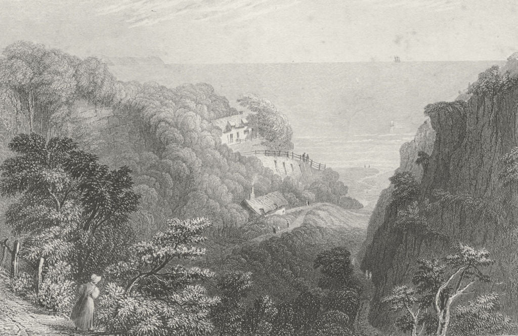 IOW. Shanklin Chine-Bartlett c1840 old antique vintage print picture